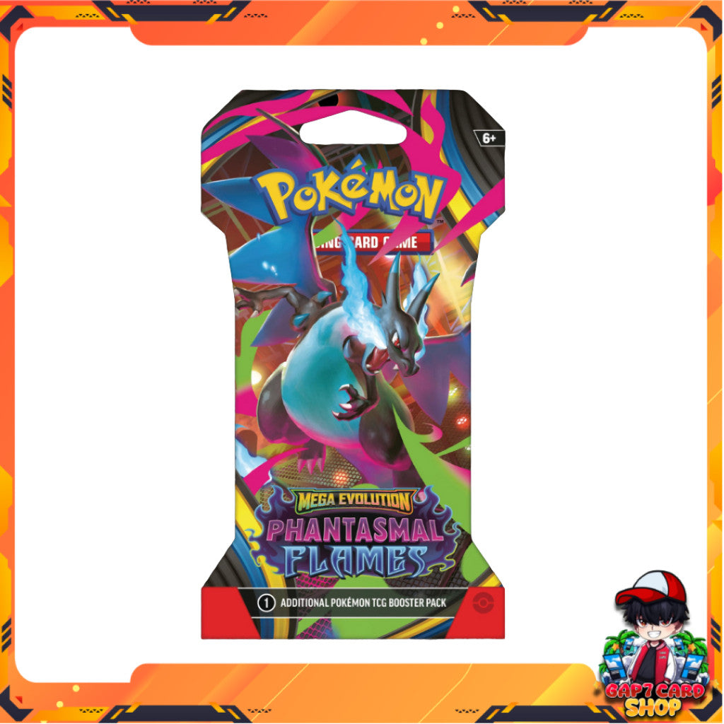 [ พร้อมส่ง! ] แยกซอง รุ่น Sleeved Booster การ์ดเกมโปเกม่อน  Pokemon Eng Mega Evolution Phantasmal Flames