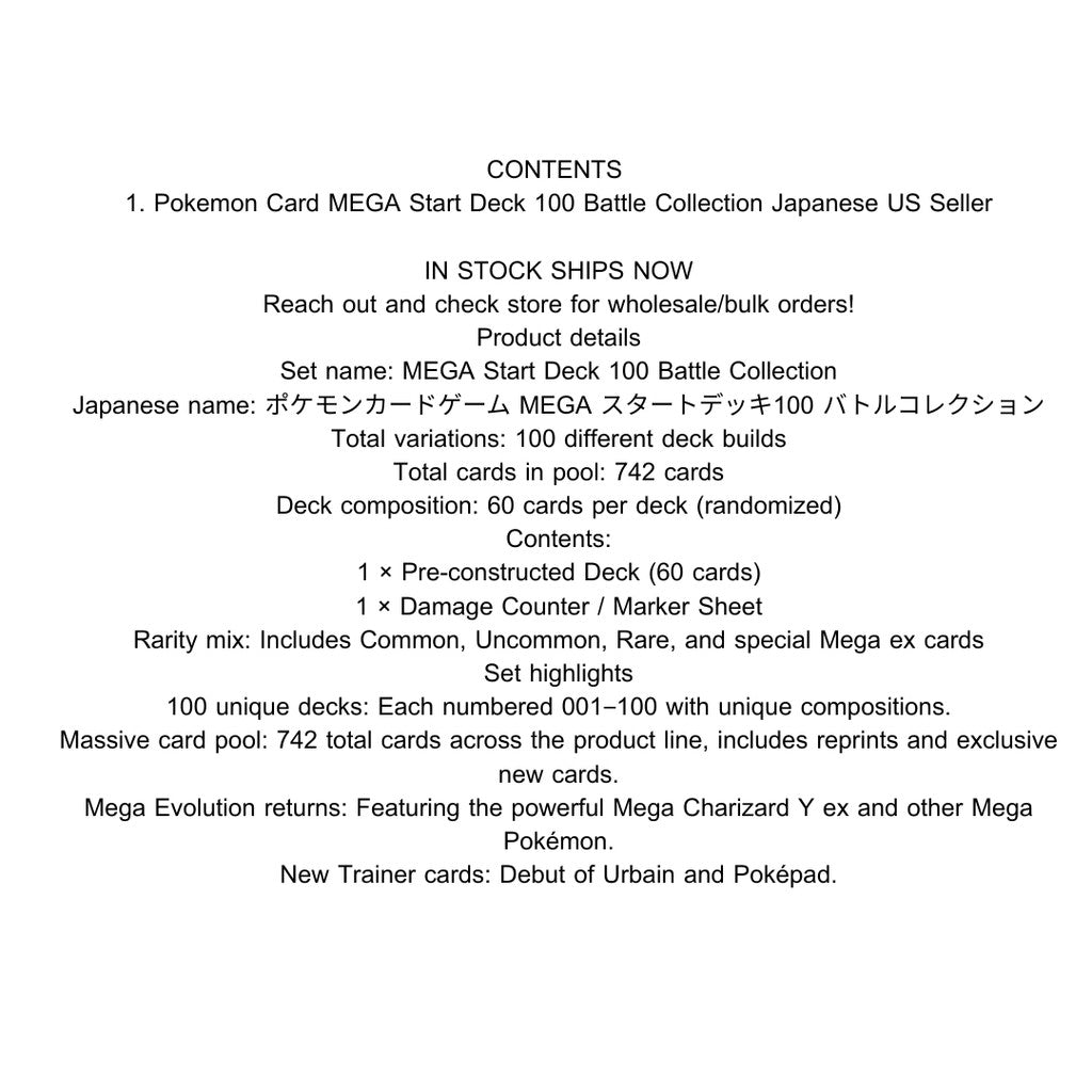 พร้อมส่ง! ชุดพร้อมเล่น Pokemon Card Game MEGA Start Deck 100 Battle Collection Ver.Japanese