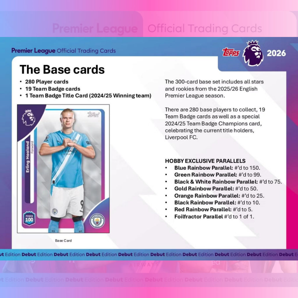พร้อมส่ง! การ์ดสะสมฟุตบอล 2025-26 Topps Premier League EPL Soccer Hobby Box